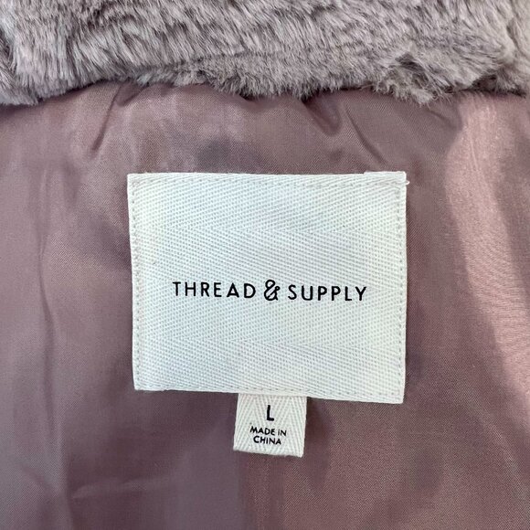 NEW Thread & Supply Mink Faux Hooded Cropped Vest Beige SOFT - Picture 8 of 9